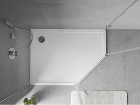Mexen Flow pentagonale douchebak slim links 100 x 80 cm, wit glans - 46P108010L
