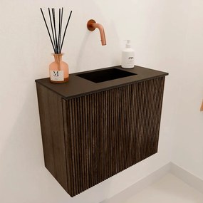Mondiaz Joya 50cm toiletmeubel walnut met wastafel faye rechts zonder kraangat urban
