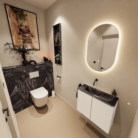 Mondiaz Ture DLux toiletmeubel 60cm talc met wastafel lava links zonder kraangat