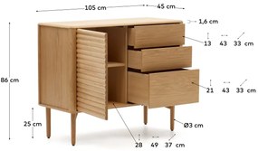 Kave Home Lenon Eiken Kastje Retro Design - 105x45x86cm.