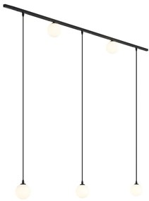 Modern railsysteem zwart met 2 spots en 3 hanglampen 1-fase - Slimline Eira