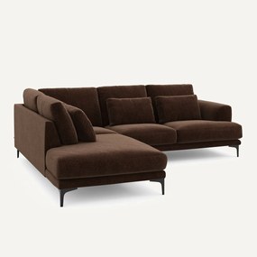 Hoekbank links fluweel chenille Marsile