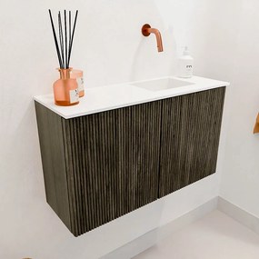 Mondiaz Joya 70cm toiletmeubel shadow met wastafel faye rechts zonder kraangat talc