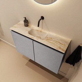 Mondiaz Ture DLux toiletmeubel 80cm plata met wastafel frappe midden zonder kraangat