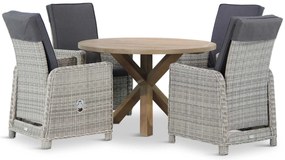 Tuinset Ronde Tuintafel 4 personen 120 cm Wicker Grijs Garden Collections Bello/Sand