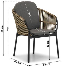 Tuinset 6 personen 240 cm Aluminium/wicker Taupe Coco Nathan/Diogo