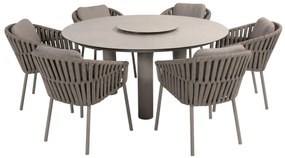 Taste by 4 Seasons Owen tuinset Cloud met Donato tuintafel met geprint keramisch blad Ø 160 cm Tuinset antraciet weerbestendig