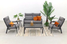Azoren/Atlanta stoel-bank loungeset 4-delig verstelbaar - Antraciet