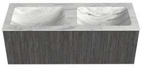 Mondiaz Kurve-dlux 120cm badmeubel shadow met 1 lade en wastafel leaf dubbel zonder kraangat opalo