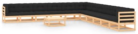 vidaXL 12-delige Loungeset met antracietkleurige kussens grenenhout