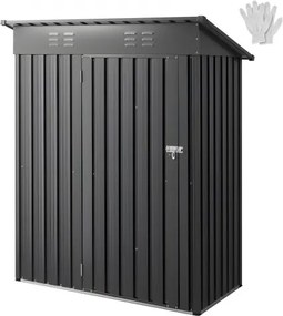 VEVOR Metalen Gereedschapsschuur, Gereedschapsschuur met Afsluitbare Deur en 2 Ventilatiesleuven, Tuinschuur voor Buitenopslag voor Achtertuin, Tuin, Terras, Fiets, 1533 x 876 x 1815 mm