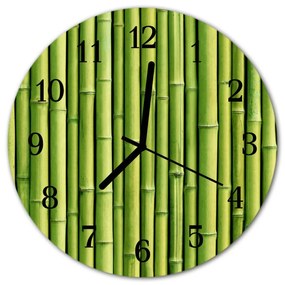 Ronde glazen wandklok Bamboe fi 30 cm