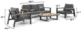 Stoel en Bank Loungeset 5 personen Aluminium Grijs  Lifestyle Garden Furniture Marietta