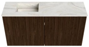 Mondiaz Joya DLux 80cm toiletmeubel walnut met wastafel faye links 1 kraangat ostra