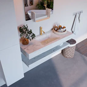 Mondiaz Alan DLux planchet 120cm met wastafel midden 1 kraangat opalo