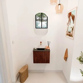 Mondiaz Joya DLux 50cm toiletmeubel ruby met wastafel faye links zonder kraangat lava