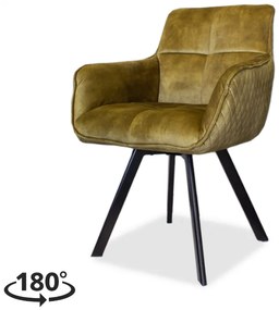 Eetkamerstoel - Peter - Draaibaar - stof Velours Adore green
