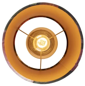 Stoffen Plafondlamp met velours kap bloemen met goud 25 cm - Combi zwart Klassiek / Antiek E27 rond Binnenverlichting Lamp