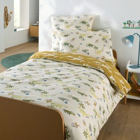 Kussensloop voor kinderen, biologisch katoen, dinosaurusopdruk, ALNIS