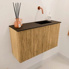 Mondiaz Joya 70cm toiletmeubel oak met wastafel faye rechts zonder kraangat urban