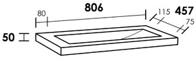 Sanituba Corestone wastafel basalt zonder kraangaten 80cm