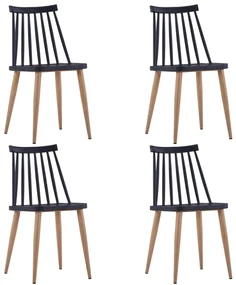vidaXL Eetkamerstoelen 4 st kunststof staal zwart