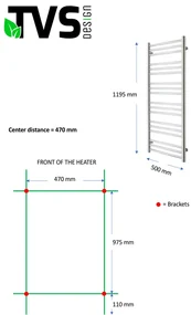 TVS Design Pivo handdoekradiator chroom 276W 119,5x50cm