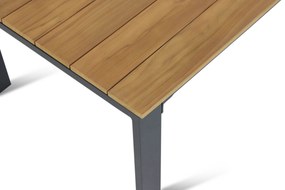 Dining Tuintafel rechthoekig 220 x 109 cm Aluminium/teak Grijs Lino