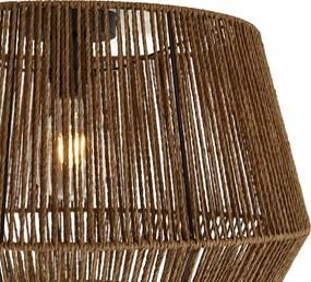 Plafondlamp zwart met bruine papieren kap 50/50/30 - Cyl