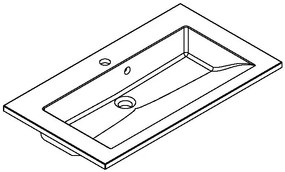 Allibert Slide solid surface wastafel met kraangat 80cm zwart graniet