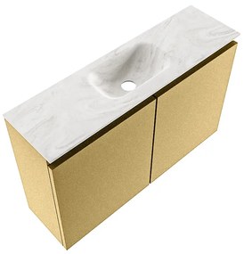 Mondiaz Ture DLux toiletmeubel 80cm oro met wastafel ostra midden zonder kraangat