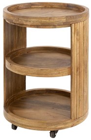 Wijnkast Trolley Met Ribbelhout - 55x55x80cm.