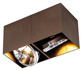 Design Spot / Opbouwspot / Plafondspot donkerbrons rechthoekig 2-lichts draai en kantelbaar - Box Design G9 Binnenverlichting Lamp