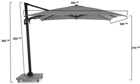Santika Belize Deluxe parasol 300x300 antraciet frame/ mid grey