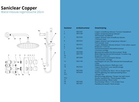 Saniclear Copper inbouw regendouche met 20cm hoofddouche, muurarm en glijstang geborsteld koper