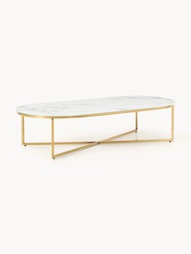 Ovale salontafel Antigua met glazen tafelblad in marmerlook
