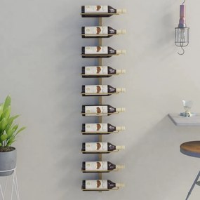 vidaXL Wijnrek voor 10 flessen wandmontage metaal goudkleurig