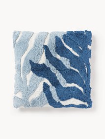 Katoenen kussenhoes Sela met getuft plantenmotief