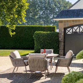 Taste by 4 Seasons Cannes tuinset 5-delig - Sarah lage tuintafel Ø130 cm - terre ceramic print