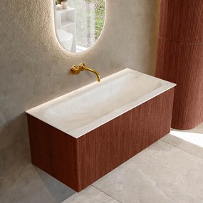 Mondiaz Kurve-dlux 100cm badmeubel ruby met 1 lade en wastafel big medium midden zonder kraangat ostra