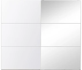 Goossens Kledingkast Easy Storage Sdk, 253 cm breed, 220 cm hoog, 1x 3 paneel glas schuifdeur li en 1x 3 paneel spiegel schuifdeur re