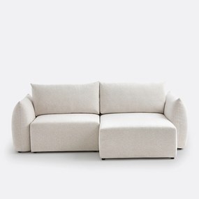 Ombouwbare hoekbank met koffer, in gemêleerde chenille stof, Edith