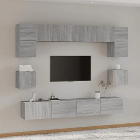 vidaXL 8-delige Tv-meubelset bewerkt hout grijs sonoma eikenkleurig