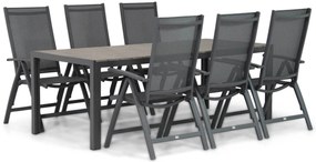 Tuinset 6 personen 217 cm Aluminium/textileen Grijs Presto Vasto/Young