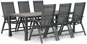 Tuinset 6 personen 217 cm Aluminium/textileen Grijs Presto Vasto/Young
