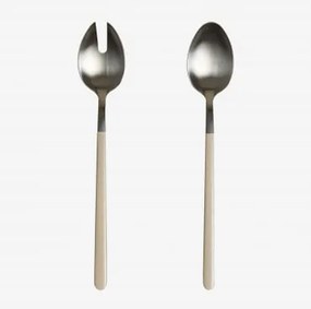 Set Van 2 Saladebestekken Van Roestvrij Staal Cressida Tapioca Beige - Sklum