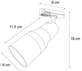 Moderne spot zwart met gunmetal voor railsysteem 1-fase GU10 50mm  - Iconic Kohua