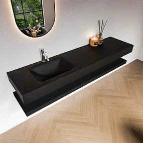 Zaro Alan badmeubel 180cm met planchet urban en vrijhangende wastafel cloud links 1 kraangat urban