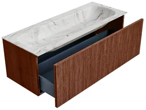 Mondiaz Kurve-dlux 120cm badmeubel ruby met 1 lade en wastafel big large midden 2 kraangaten glace