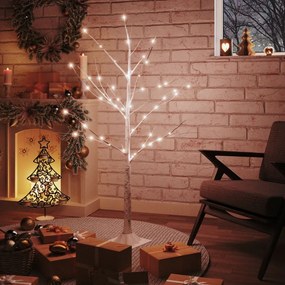 vidaXL Berkenboom LED 48 LED's warmwit 120 cm wit
